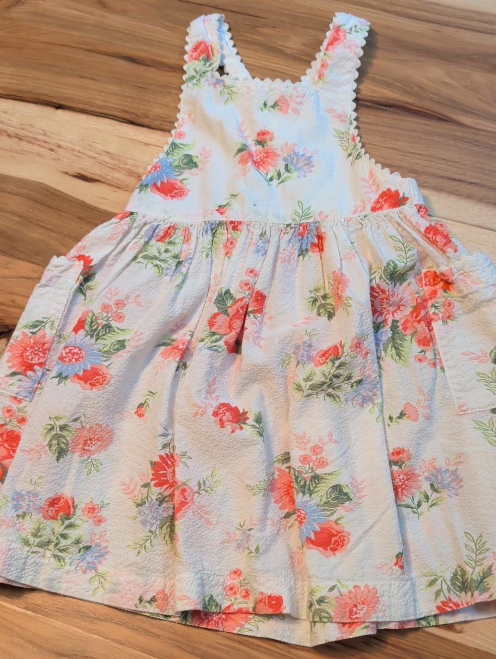 GAP White Dress with Coral and Green Floral Print
